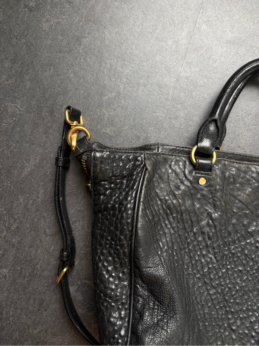Marc by Marc Jacobs Black Leather Tote with Gold Hardware - Picture 5 of 6